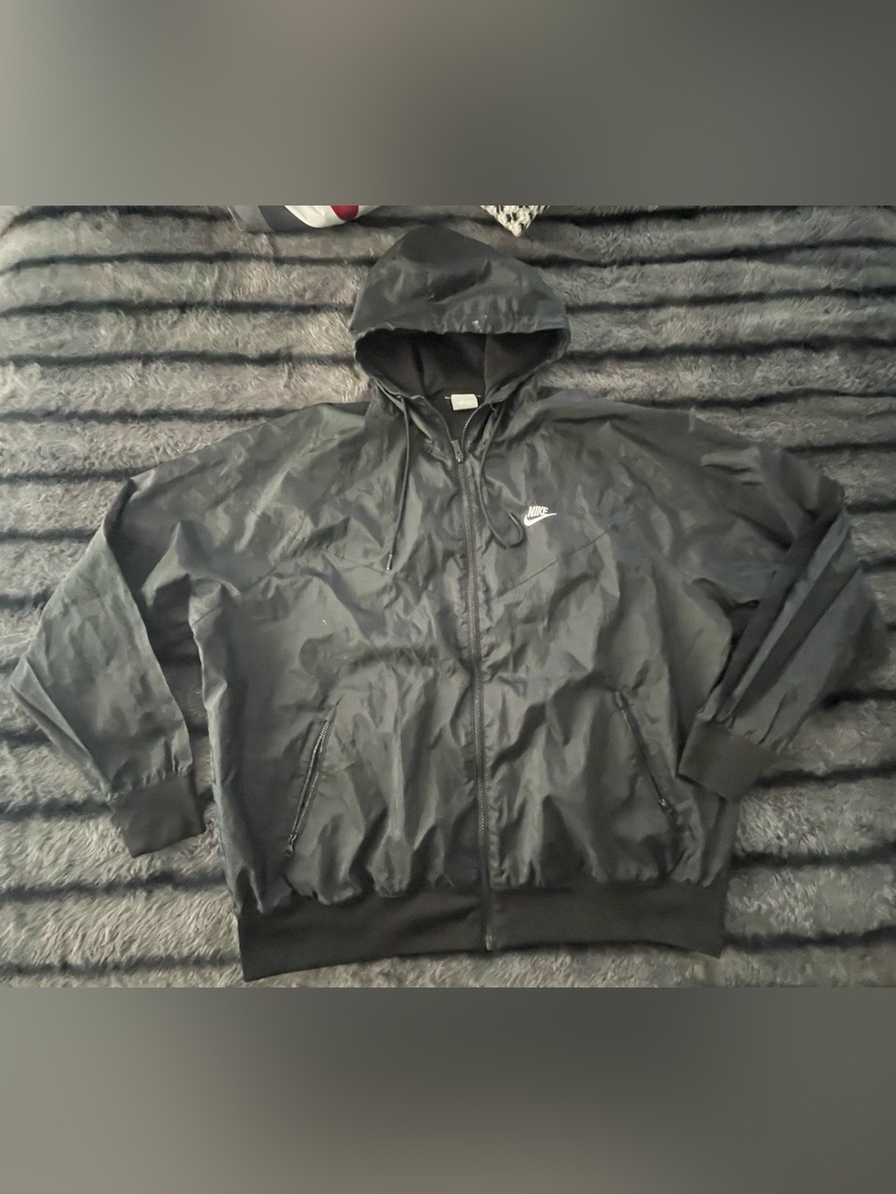 Nike Black Hooded Full-Zip Windbreaker Jacket